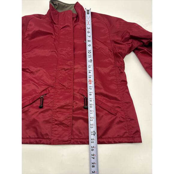 VINTAGE Nike Jacket Full Zip Front Maroon Jacket Pockets Swoosh Women’s Size L - Picture 5 of 11